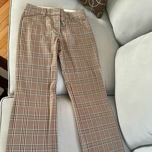 Gently used Express slacks with plaid print.